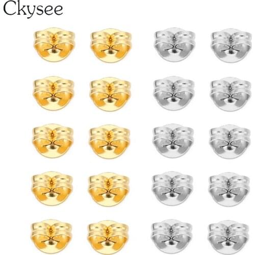 Ckysee 200Pcs/lot Gold Silver Color Stainless Steel Earring Back Ear Stud Nuts Earring Post Stopper Diy Jewelry Making Findings