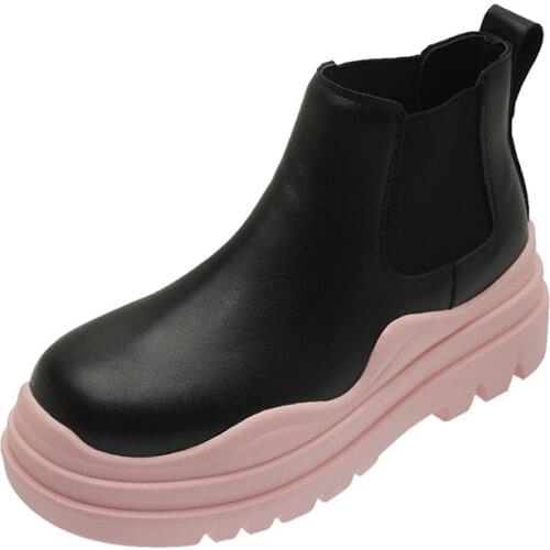 Women Army Military Boots 2021 Autumn Punk Gothic Leather Chelsea Boots Fashion Stretch Slip On Platform Ankle Boots Women Shoes