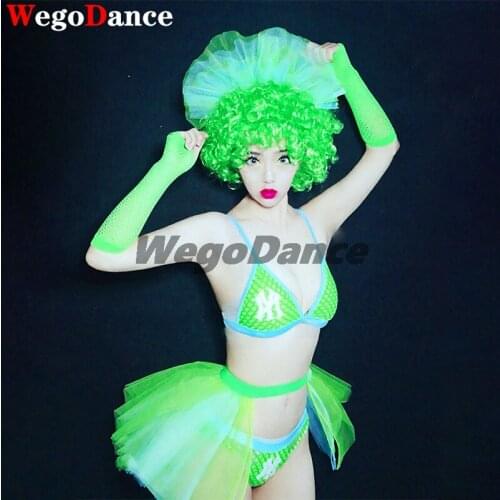 Women Ladies Fashion Design Hiphop Dance Costume Jazz Girls Singer Stage Green Performance Wear Suit