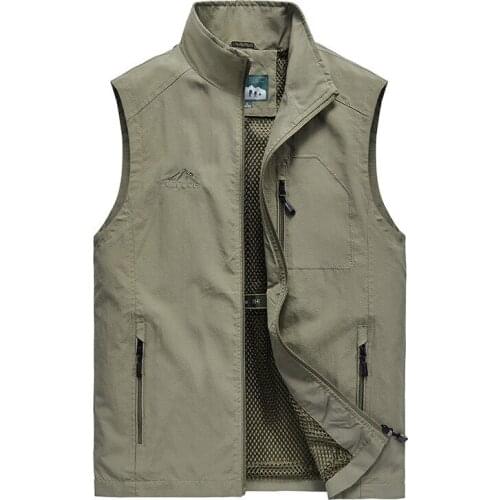 Autumn Spring Men Casual Vest Multipockets Breathable Big Size Waistcoat Quick-dry Hiking Fishing Vest Jackets Colet De Resorte