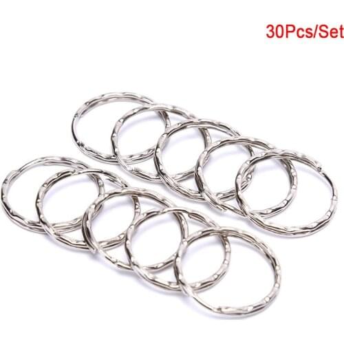 30pcs/lot Stainless Steel Hole Key Ring Key Chain Rhodium Plated Round Split Keychain 25mm