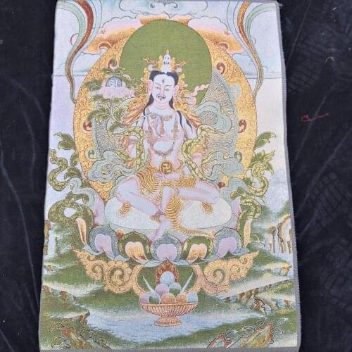 35" Thangka embroidery Tibetan Buddhism silk embroidery brocade Nepal Skull Head Guanyin Bodhisattva Buddha Statue Thangkas