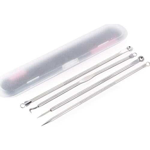 4Pcs/Set Dual-End Acne Needle Blackhead Remover Tool Stainless Steel Pimple Needle Facial Cleaning Beauty Tool With Box #241649
