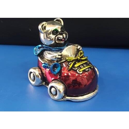 925 Sterling Silver Plated COLORED CAR BEAR