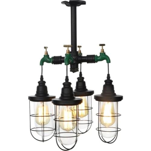 American Vintage Ceiling Light Black Water pipe Retro Ceiling Lights Edison Bulb 40W G4 3W Porch Light Industrial wind AC220v