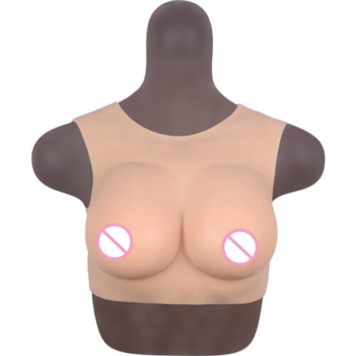 C/D/F CUP Round Collar Neck Fake Artificial Boobs Realistic Silicone Breast Forms Crossdresser Shemale Transgender Drag Queen 1G