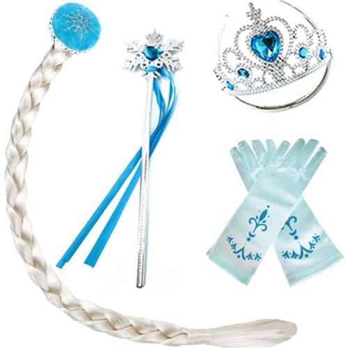 Girl Snow Elsa Queen White Wig Kids Cosplay Elza Anna Fancy Braid Children Carnival Christmas Birthday Princess Party Accessorie