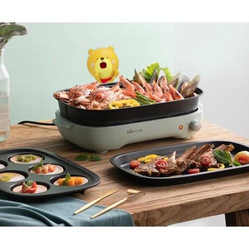 Household hot pot barbecue, scald, barbecue, electric barbecue plate, household fried fish, multi-functional barbecue plate