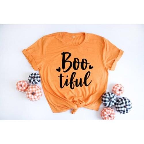 Halloween Bootiful Shirt Graphic Inspirational Tee Autumn simple girl cool style women fashion grunge tumblr cotton vintage tops