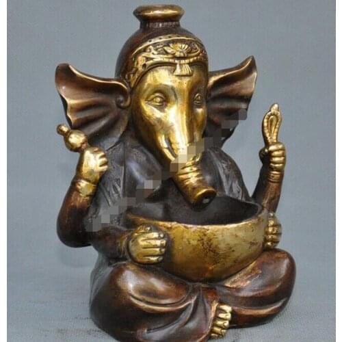 Tibetan Buddhism temple purple copper wealth Elephant Jambhala Buddha statue