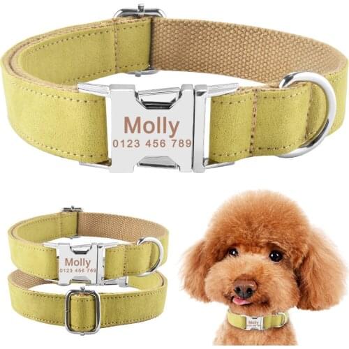 AiruiDog Personalized Dog Collar Durable Nylon Free Engraved Name Phone Number on Buckle