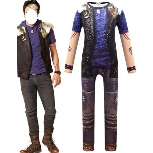 Carnival Cosplay Zombie High School 2 Skinny Siamese Kids Halloween Costume jumpsuits Handsome clothes tights performance