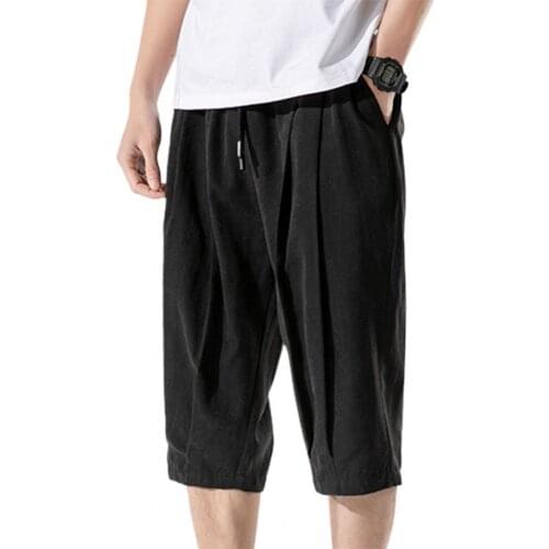 Men Cargo Shorts Breathable Loose Cropped Trousers for Daily Wear