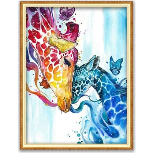 Animal Giraffe DIY Cross Stitch 11CT Embroidery Kits Craft Needlework Set Printed Canvas Cotton Thread Home Decoration For Room