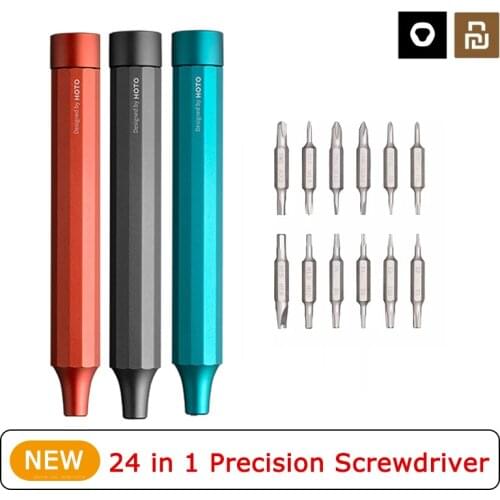 HOTO 24 In1 S2 Steel Bit Precision Screwdriver Kit Aluminum Alloy with Magnetic Bit Storage Precision Repair Tools Set