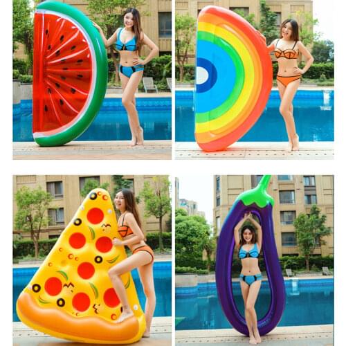 Inflatable Swimming Ring Giant Rainbow Pizza Banana Pool Lounge Adult Pool Float Mattres Life Buoy Raft Swimming Water Pool Toys