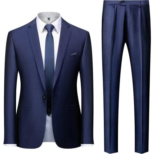 2021 Latest Business Suit 2piece Set Fashion Simple Men Blazers and Pants Slim Fit Mens Wedding Suits