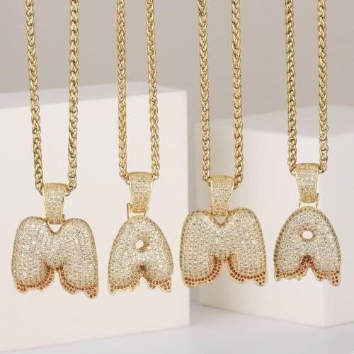 Shiny Pave Zircon A-Z Letter Charms Initial Pendant Necklaces for Women Men Stainless Steel Chain Unisex Hip Hop Jewelry Collars