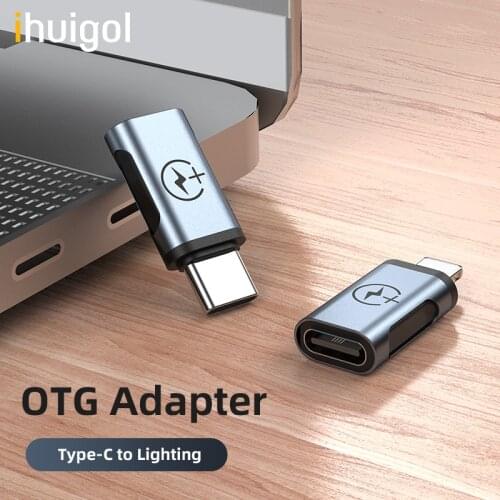 Ihuigol Mini OTG Adapter Type c To Lighting Male For iPhone 11 Pro Max USBC Connector For Samsung S9 S10 Charging Data Converter