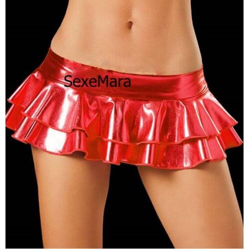 Sexy Lingerie Hot Cake Short Skirt Sexy Punk Club Lenceria Latex Sexy Mini Skirts Erotic Sexy Underwear Costume YZ80