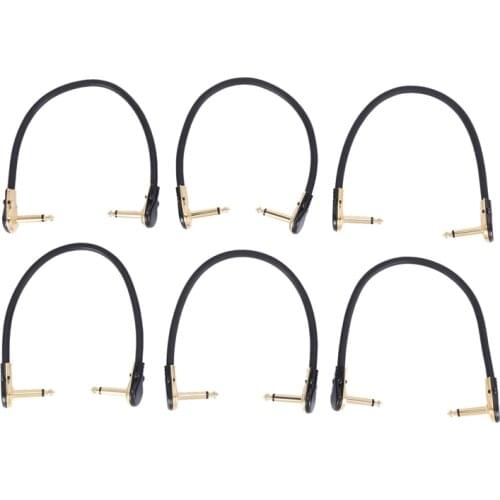 6PCS Guitar Patch Cables Right Angle 30CM 1/4 Instrument Cables for Guitar Effect Pedals