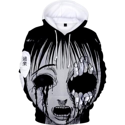Dos desenhos animados junji ito hoodie 3d impressão streetwear masculino/feminino engraçado com capuz harajuku pulôver 3d hoodie
