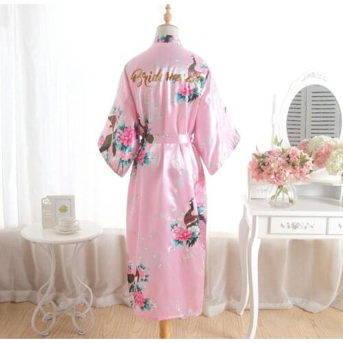 BZEL Women Silk Satin Long Wedding Bridesmaid Robe Kimono Robe Feminino Bath Robe Large Size Floral Peignoir Femme Sexy Bathrobe