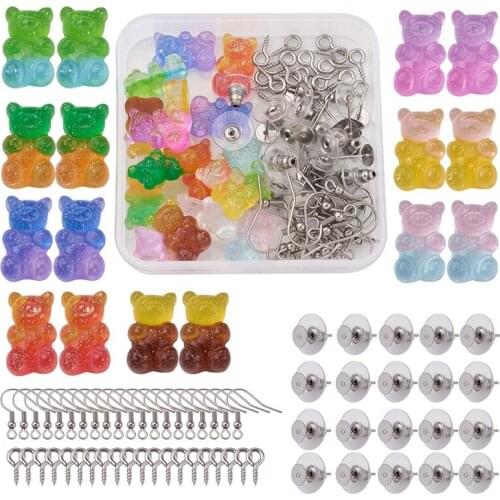 Pandahall 1 Set Translucent Resin Cabochons Cute Bear Shape for Jewelry Making DIy Earring Bracelet Findings