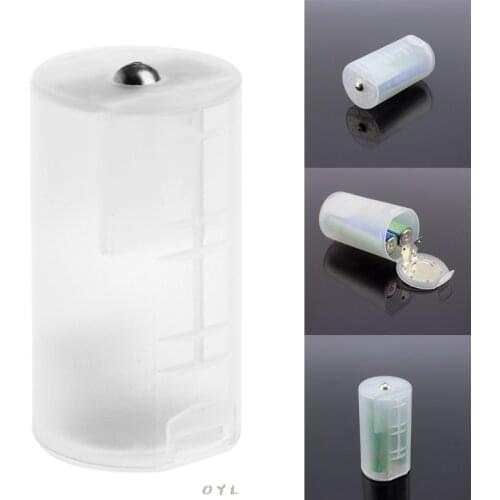 1PC 2 AA To D Size Battery Holder Converter Adapter Switcher Plastic Case Box