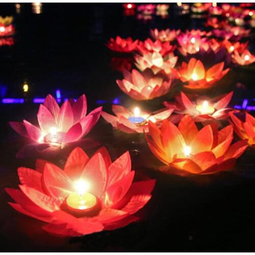 10pcs Romantic lotus lamps,wishing water floating candle light,birthday wedding party decoration,Free shipping