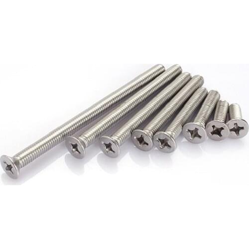 100pcs -10pcs M1 M1.2 M1.4 M1.6 M2 M2.5 M3 M4 M5 M6 DIN965 Stainless Steel 304 Flat Head Countersunk Phillips Machine Screws