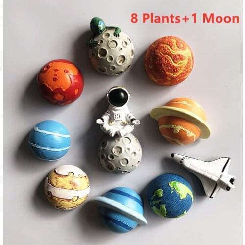 11Pcs Planet Moon Magnetic Sticker Astronaut Refrigerator Magnet 3D Creative Fridge Magnet Home Decoration Space Shuttle Magnet