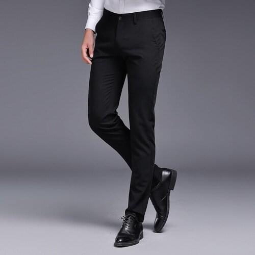 2021 New Men Pants Autumn Mens Casual Straight-tube Trousers Small Feet Trim Business Pants Elastic Thin Style Trend