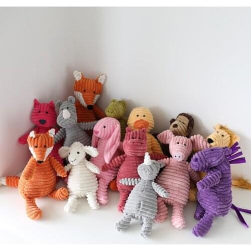 23CM Cute Corduroy Animal Plushie Kawaii Baby Appease Plush Stuff Fox Pig Animals Dolls Home Decoration for Kids Toy Accessory