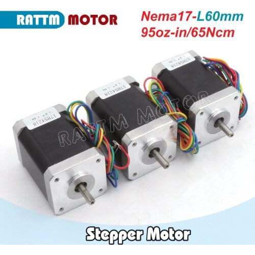 3PC Nema17 Stepper motor 60mm/95 Oz-in/ 1.8A CNC Military products Military motor Milling Machine from RATTM MOTOR