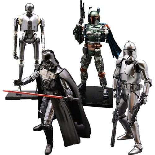 Bandai Metal Coloring Star Wars 1/12 Boba Fett K-2So Darth Vader Human Cloning Assembly Model Toys Childrens Holiday Gifts
