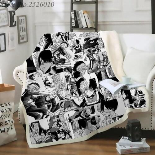 Throw blanket My Hero Academia Anime 3D Velvet Plush Blanket Bedspread For Kids Girls Sherpa Blanket Couch Quilt Cover Travel 03