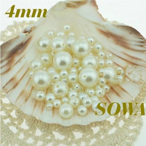 Free Shipping 1000pcs/lot 4mm White/ Ivory Color Double Hole Pearl ABS Imitation Round Beads for DIY Popular Jewelry