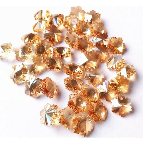 Free Shipping 500pcs/Lot Champange 14mm K9 Crystal Snow Beads In 2 Holes For Chandelier Crystals Home Decoration Accessories