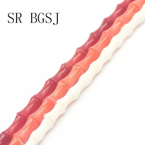 Free Ship 5x8MM Whoelsale Jewelry Making for Diy Bracelet Necklace Bamboo Shape Natural Coral Beads 15"