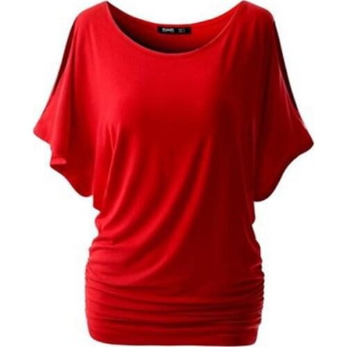 JODIMITTY Summer Winter Womens T-Shirt Fashion O Neck Loose Fitting T-Shirt Tops Solid Short Sleeves Tee Femme Bat-Wing Shirts