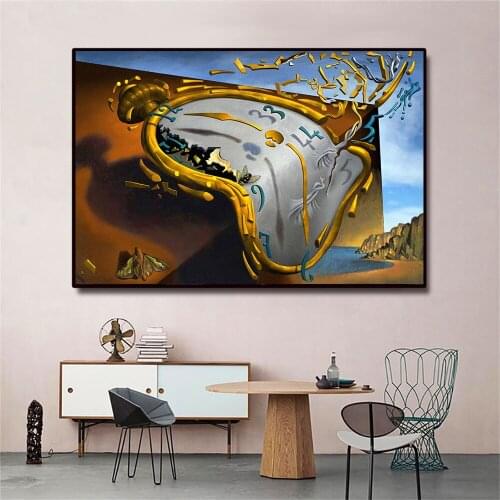 Dali The Persistence of Memory Canvas Paintings On The Wall Art Posters And Prints Famous Art Pictures Home Wall Decoration