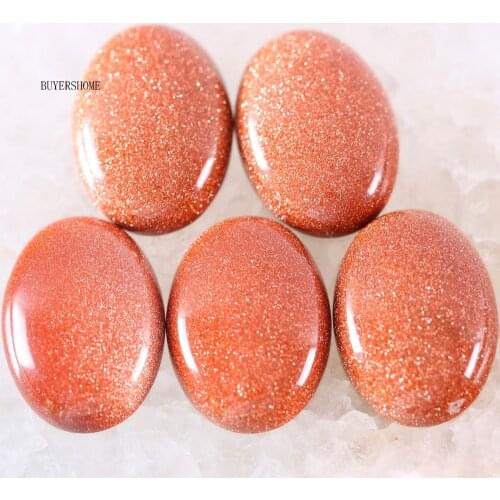 For Jewelry Making Necklace Pendant Bracelet Earrings 18x25MM&15x20MM Oval Natural Stone Bead Gold Sandstone CAB Cabochon 5Pcs