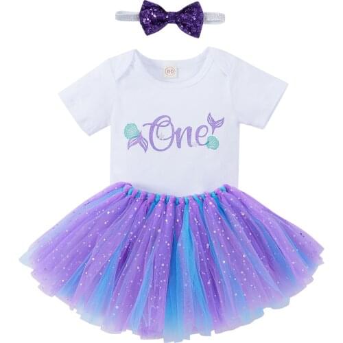 Citgeett Summer Newborn Baby Girls Clothes Sets 3pcs Letter Short Sleeve Romper Lace Tutu Skirts Headband Birthday Set