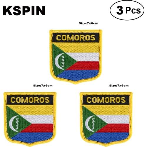 Comoros Shiled Shape flag patches national flag patches for Cothing DIY Decoration