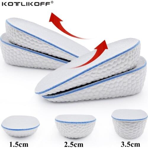 KOTLIKOFF Height Increase Insoles Soft Light Weight Elastic Lift invisiable Shoes Pads 1.5CM 2.5CM 3.5CM Heighten Lift Unisex