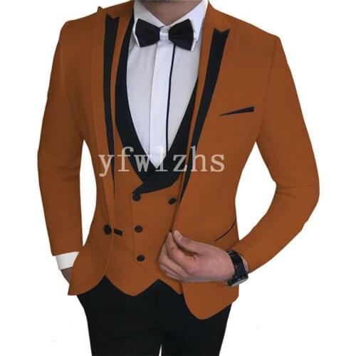 Handsome One Button Groomsmen Peak Lapel Groom Tuxedos Wedding Dress Men Suits Blazer Prom Dinner (Jacket+Pants+Tie+Vest) B132