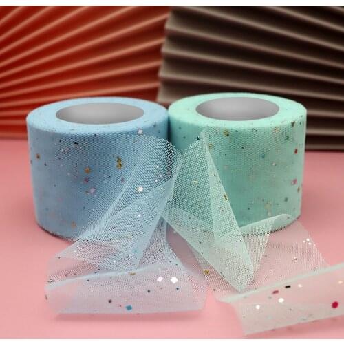 25Yards 6Cm Rainbow Sequined Tulle Roll Organza Tutu Fabric Baby Shower Party Supplies Diy Hair Bows Handmade Materials