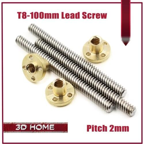 3D Printer 8mm Lead Screw Rod 100mm - 4 Start Z Axis 10cm Linear Rail Bar Shaft for 3D printer for CNC