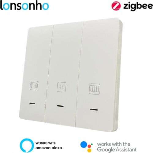 Lonsonho Tuya Zigbee Smart Curtain Switch For Roller Shutter Blind Motor EU Button Switch Smartlife Alexa Google Home Compatible